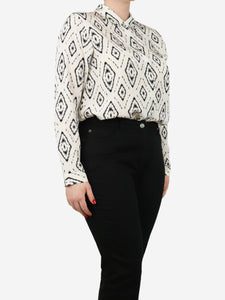 Theory White and black silk printed shirt - size L