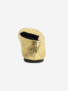 The Row Gold metallic leather flat shoes - size EU 39.5