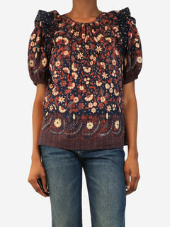 Navy floral print top - size UK 6 Tops Ulla Johnson 