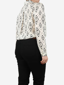 Theory White and black silk printed shirt - size L