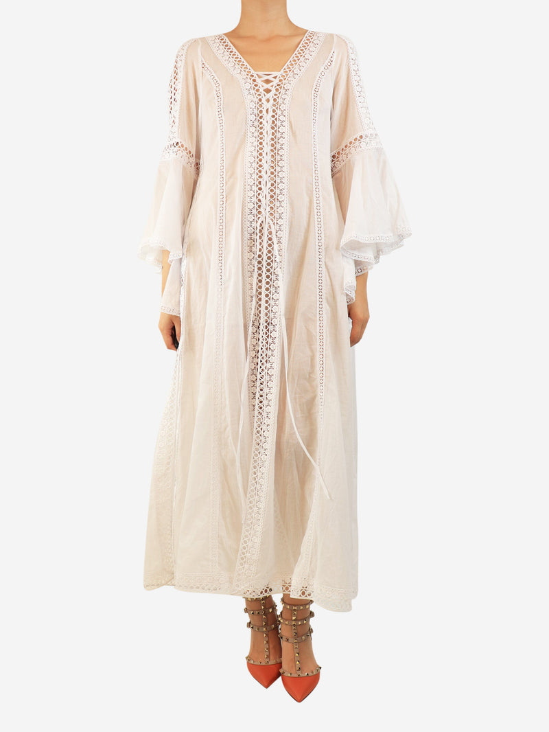 White embroidered beach cover-up - size L Beachwear Charo Ruiz 