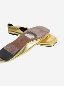 The Row Gold metallic leather flat shoes - size EU 39.5