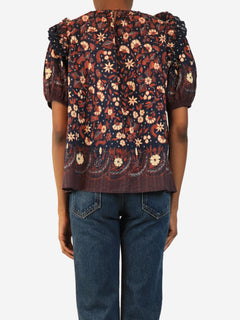Navy floral print top - size UK 6 Tops Ulla Johnson 