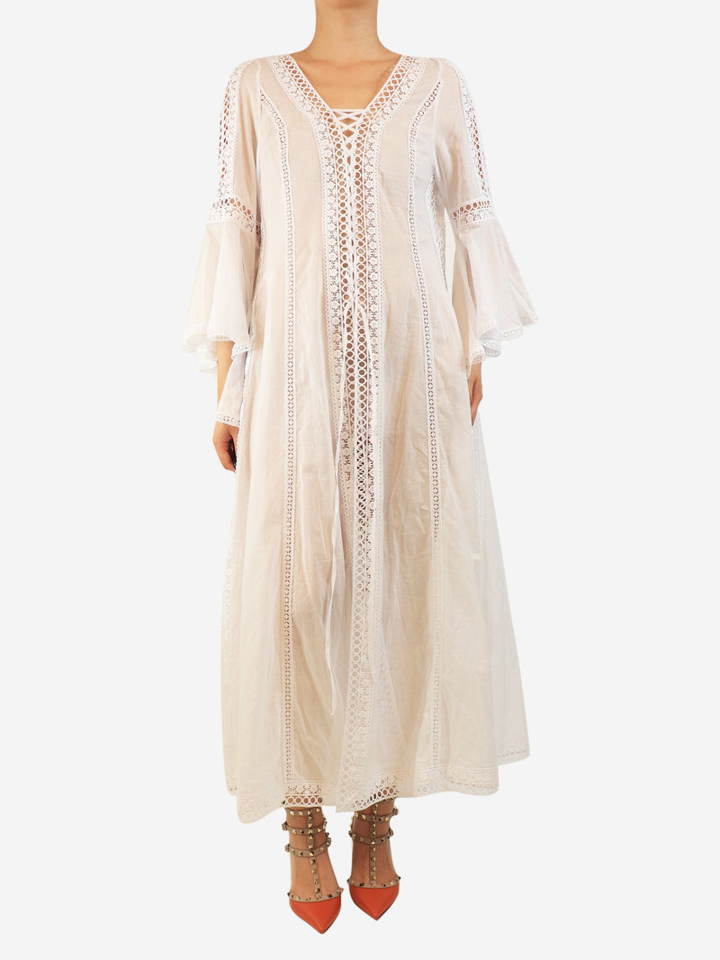 White embroidered beach cover-up - size L Beachwear Charo Ruiz 