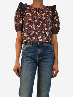 Navy floral print top - size UK 6 Tops Ulla Johnson 