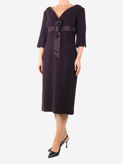 Purple V-neck midi dress - size UK 14 Dresses Alexander McQueen 