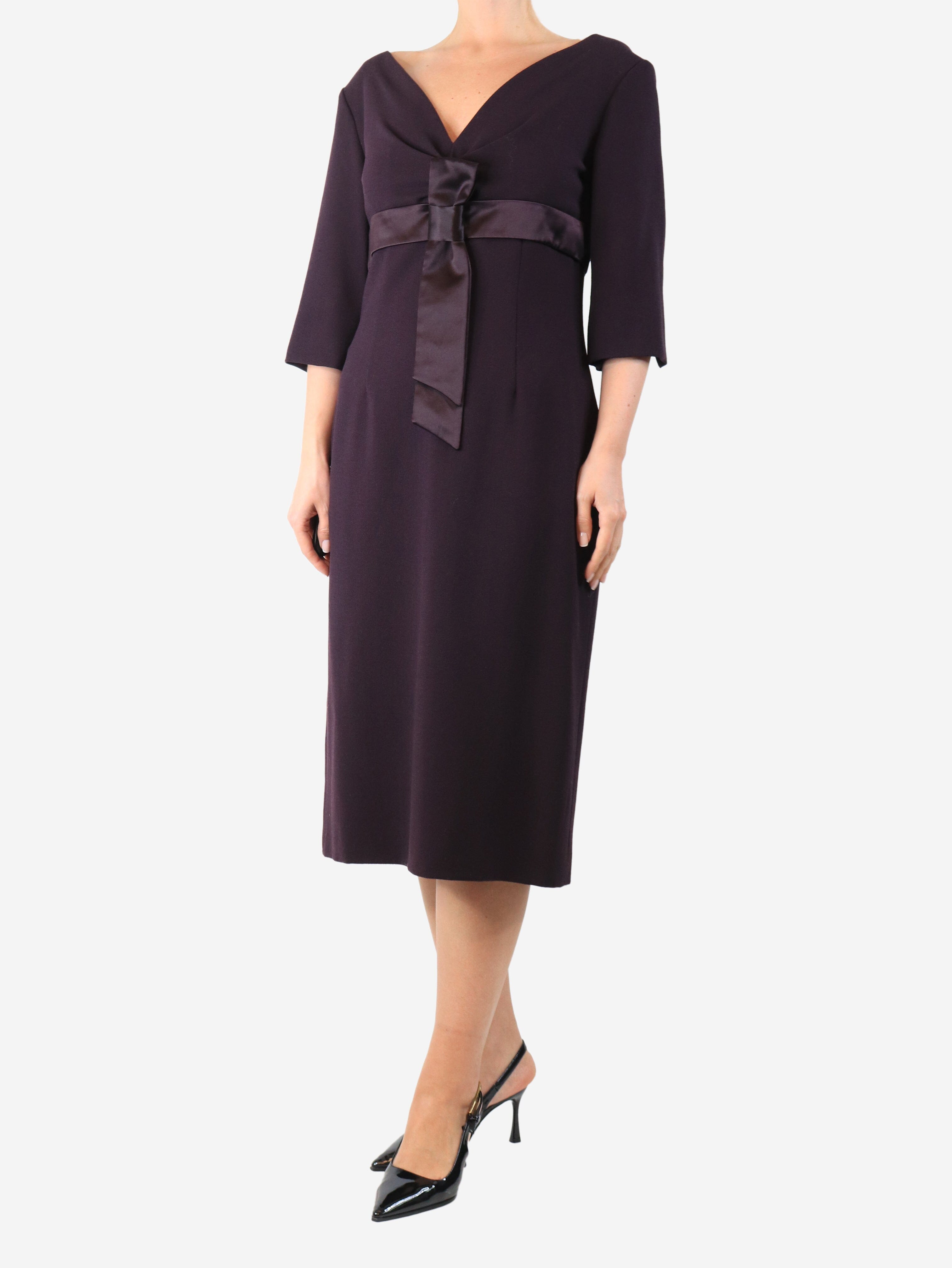 Purple V-neck midi dress - size UK 14 Dresses Alexander McQueen 