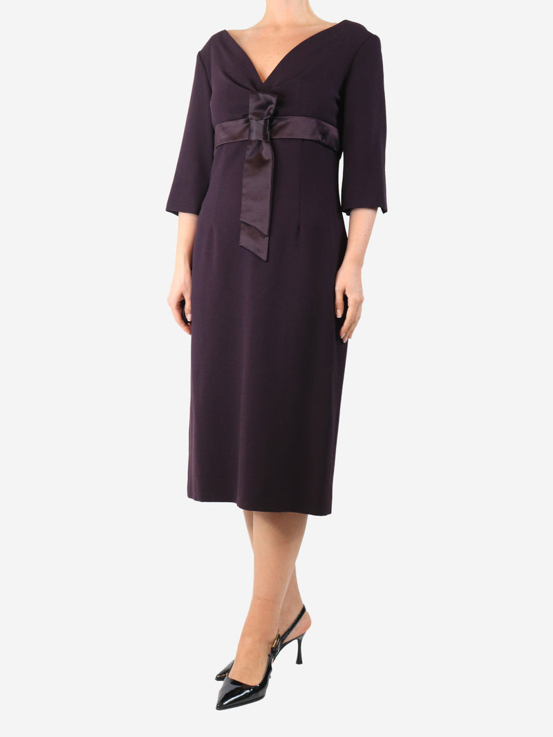 Purple V-neck midi dress - size UK 14 Dresses Alexander McQueen 