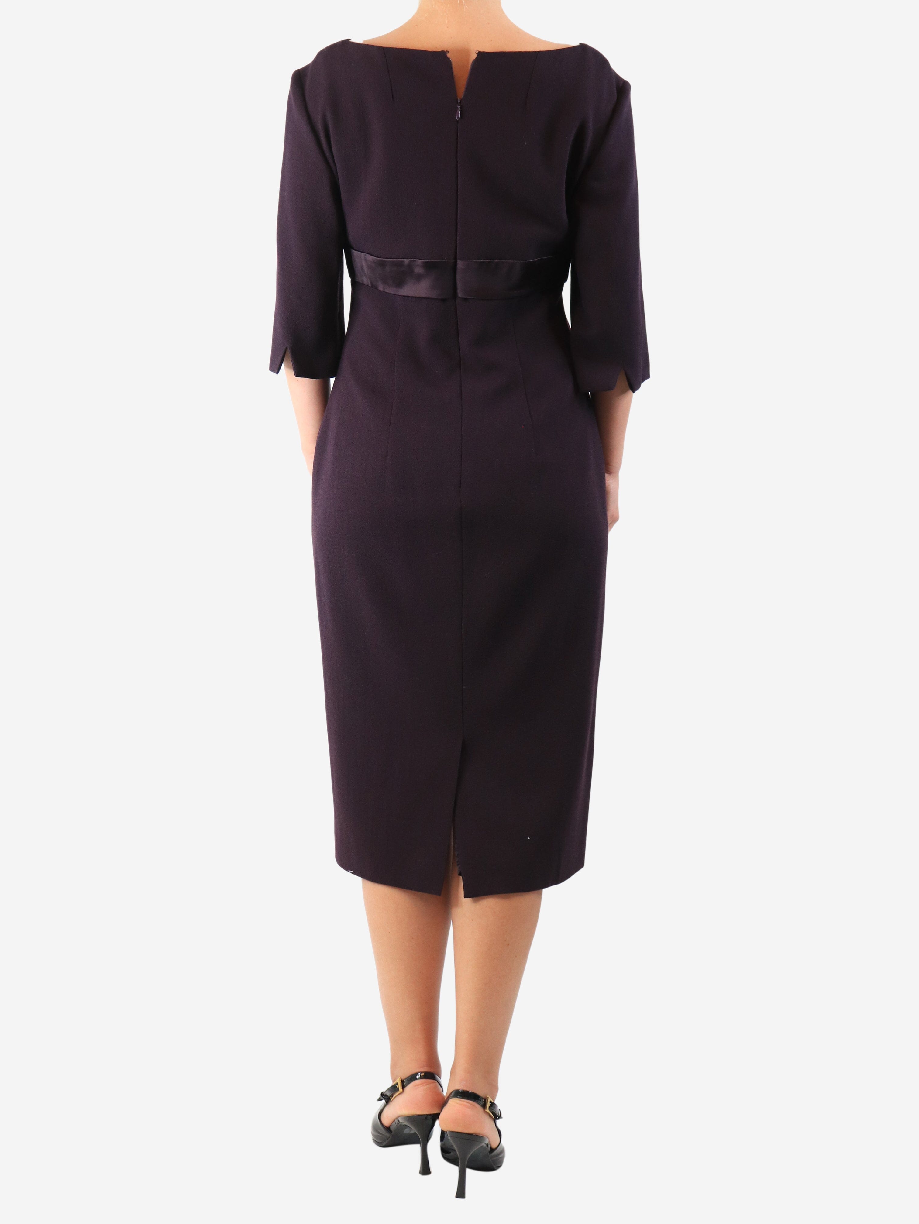 Purple V-neck midi dress - size UK 14 Dresses Alexander McQueen 