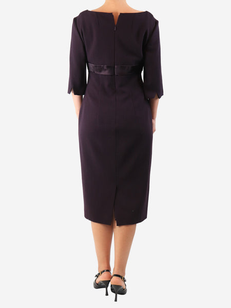 Purple V-neck midi dress - size UK 14 alternate image