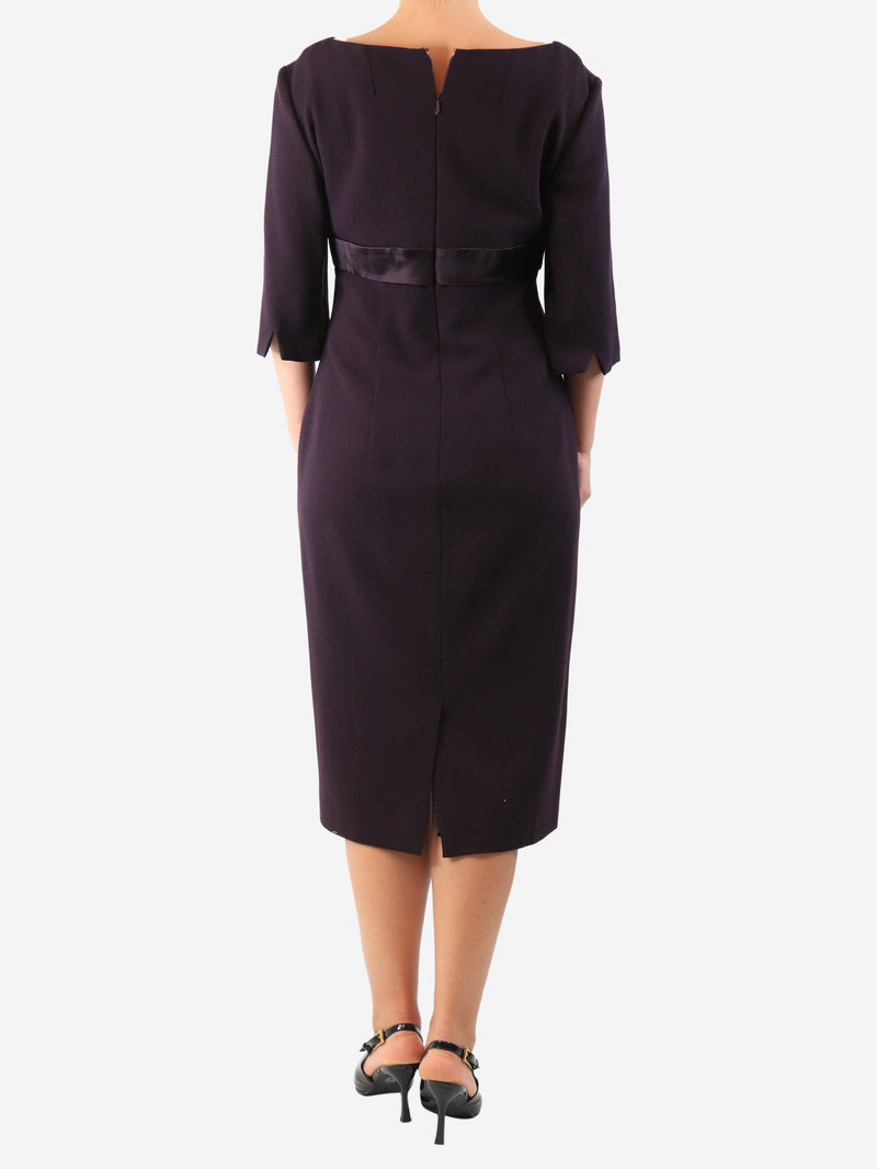 Purple V-neck midi dress - size UK 14 Dresses Alexander McQueen 