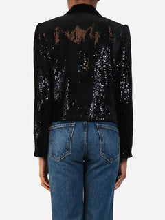 Black sequin-embellished blazer - size UK 8 Coats & Jackets ME+EM 
