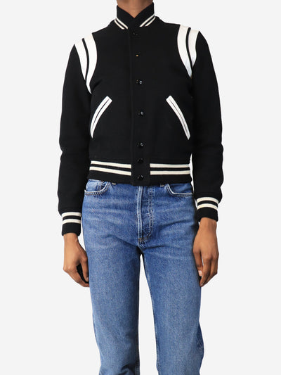 Black teddy varsity jacket - size UK 6 Coats & Jackets Saint Laurent 