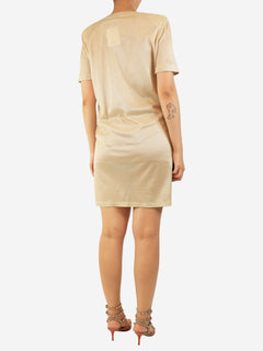 Gold lurex button-down dress - size UK 10