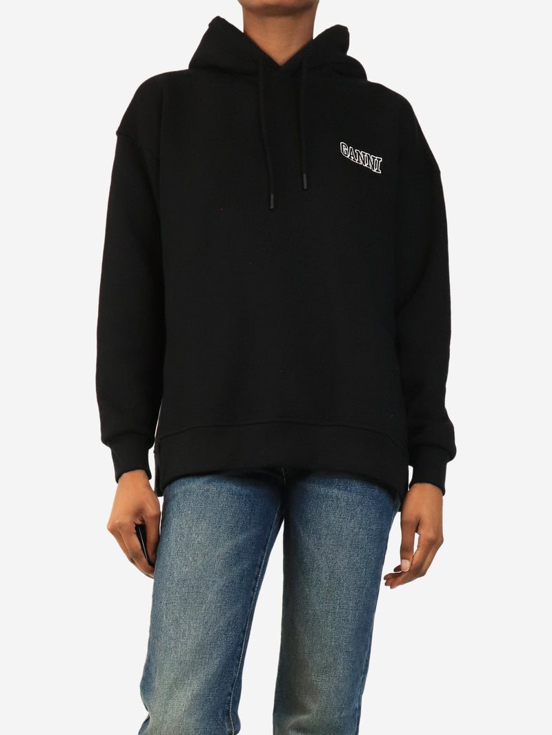 Black embroidered hooded sweatshirt - size XS Tops Ganni 