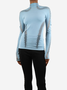 Mugler Blue high-neck cutout top - size UK 6