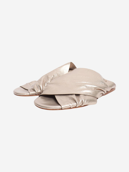 Beige metallic Criss-cross sandals - size EU 40 alternate image