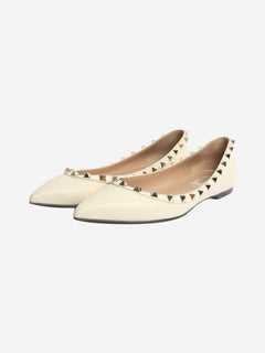 Cream rockstud flats - size EU 38 Flat Shoes Valentino 