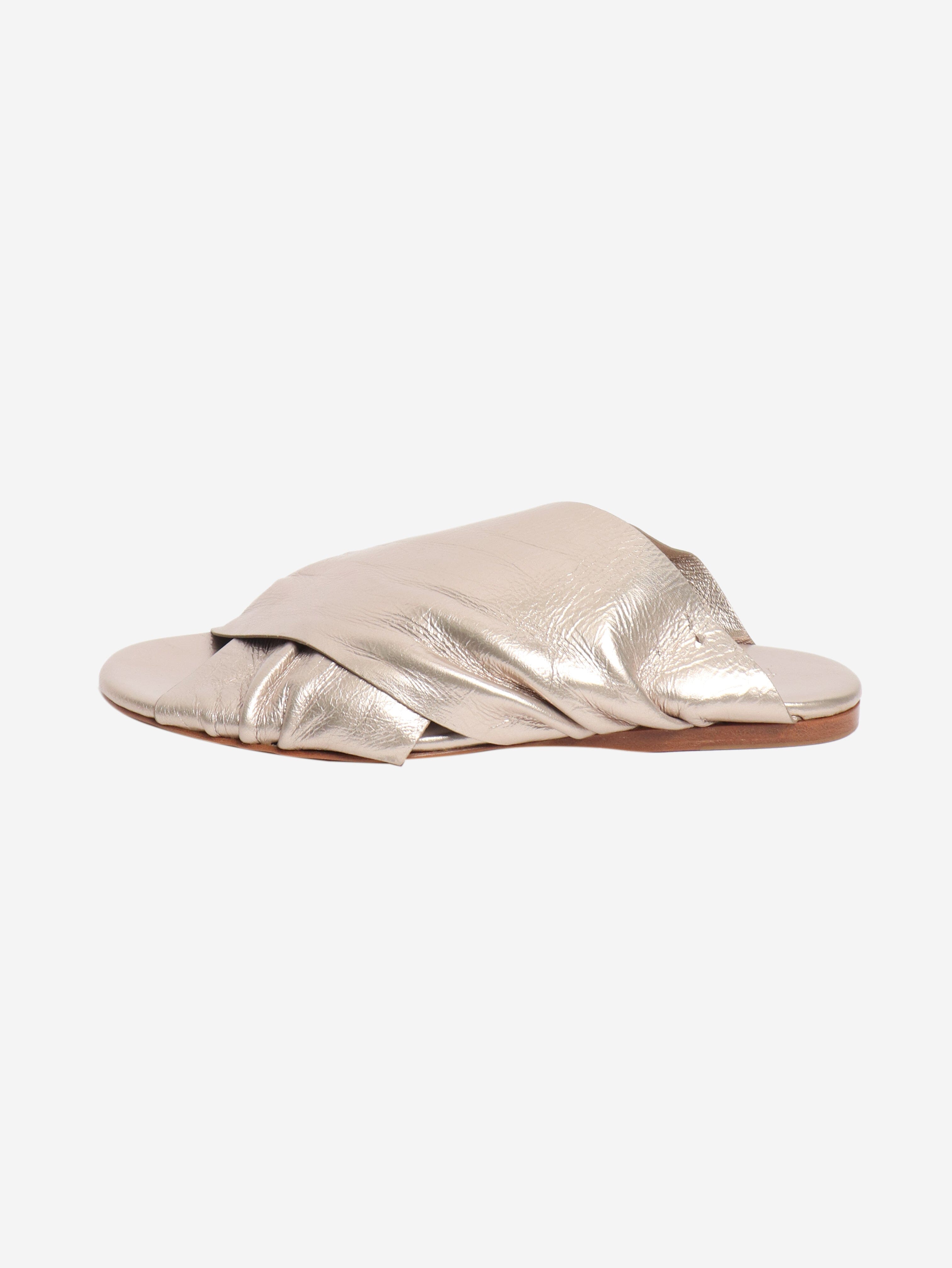 Beige metallic Criss-cross sandals - size EU 40 Flat Sandals Forte Forte 
