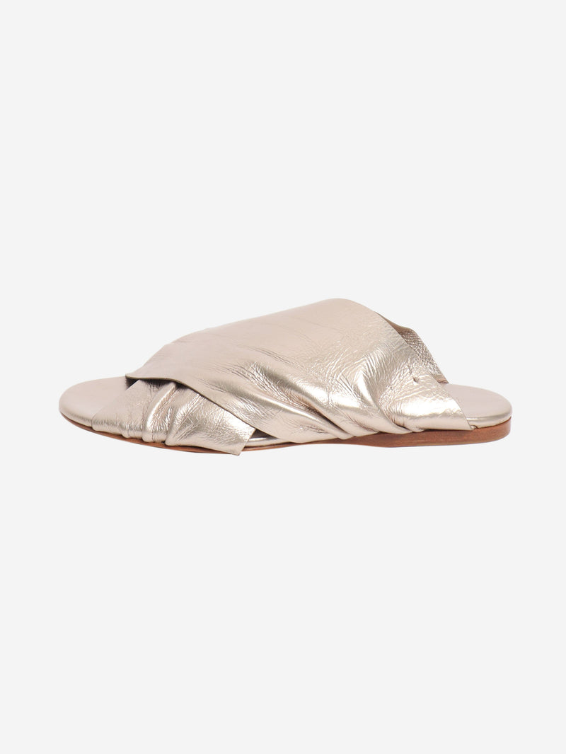 Beige metallic Criss-cross sandals - size EU 40 Flat Sandals Forte Forte 