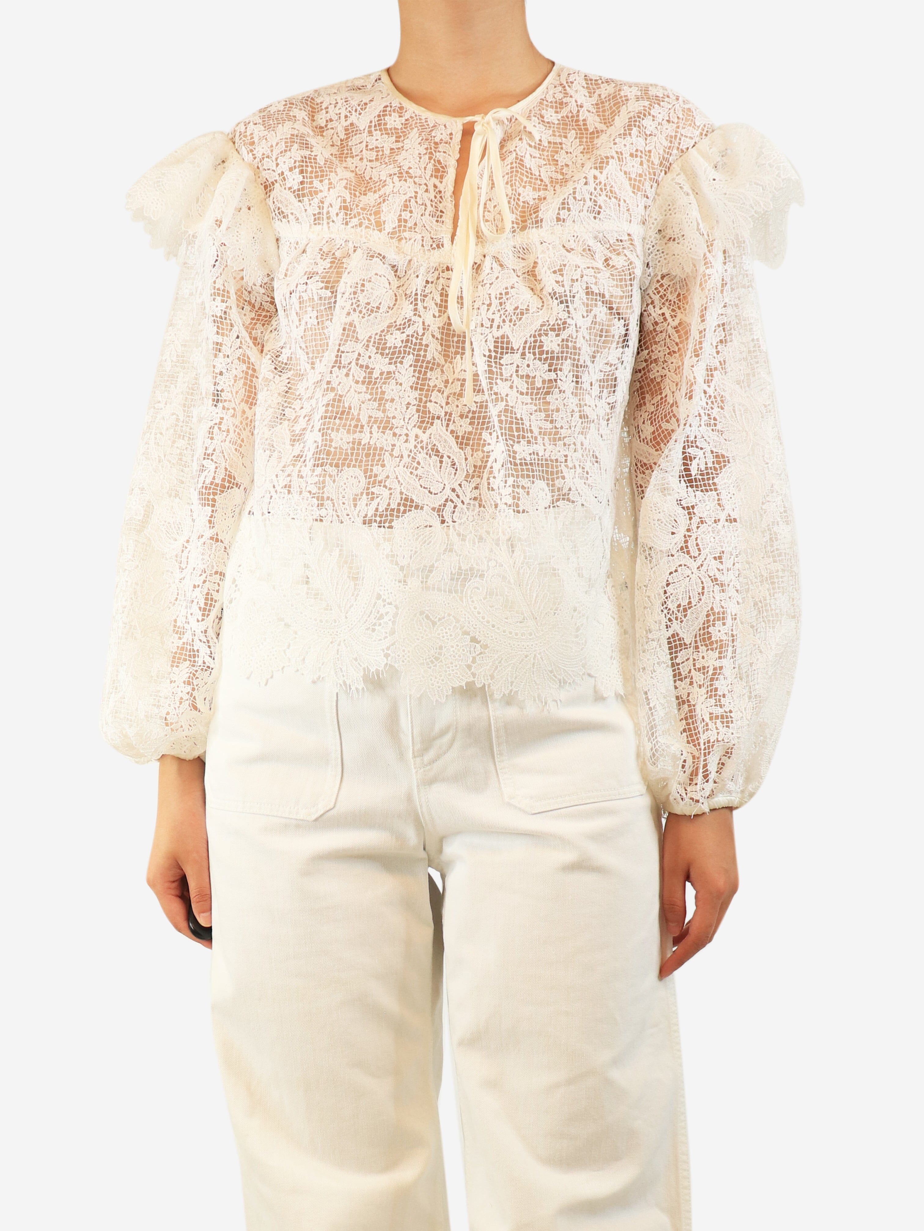 White lace blouse with slip - size S Tops Hayley Menzies 