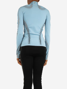 Mugler Blue high-neck cutout top - size UK 6