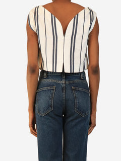 White and navy Richard cropped striped woven top - size XS Tops DESTREE 