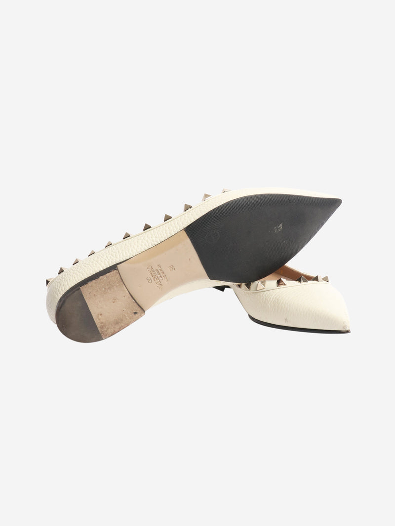 Cream rockstud flats - size EU 38 Flat Shoes Valentino 