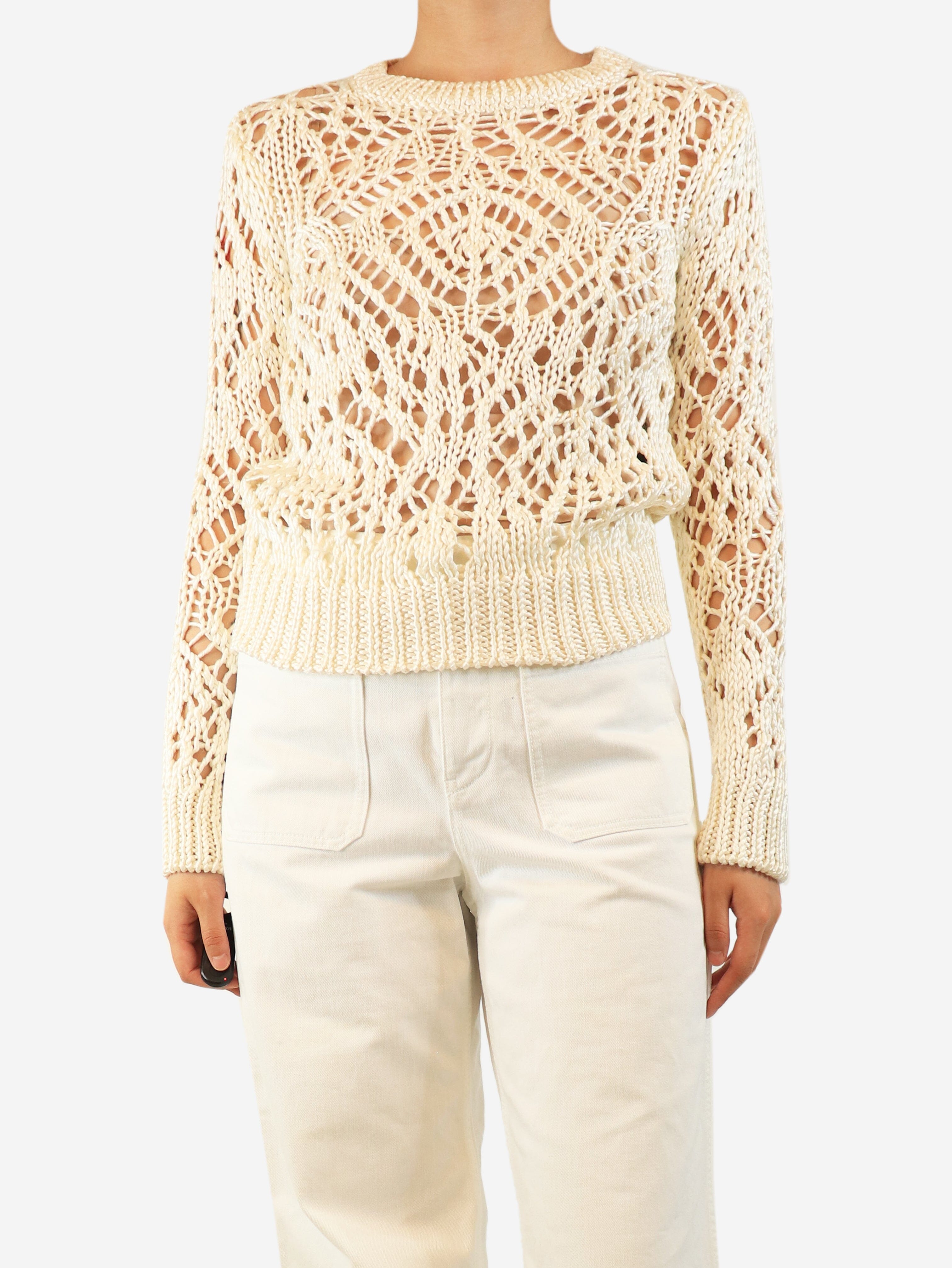 Cream silk crochet-knit jumper - size S Knitwear Tom Ford 