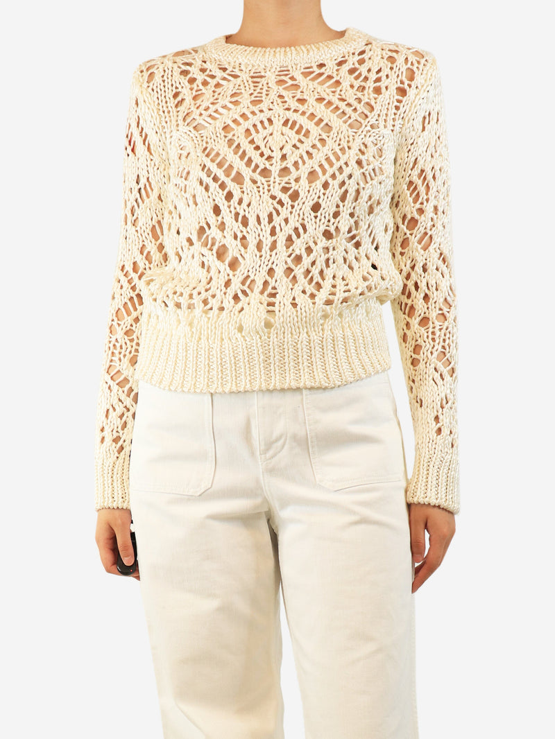 Cream silk crochet-knit jumper - size S Knitwear Tom Ford 