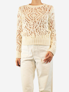Cream silk crochet-knit jumper - size S Knitwear Tom Ford 