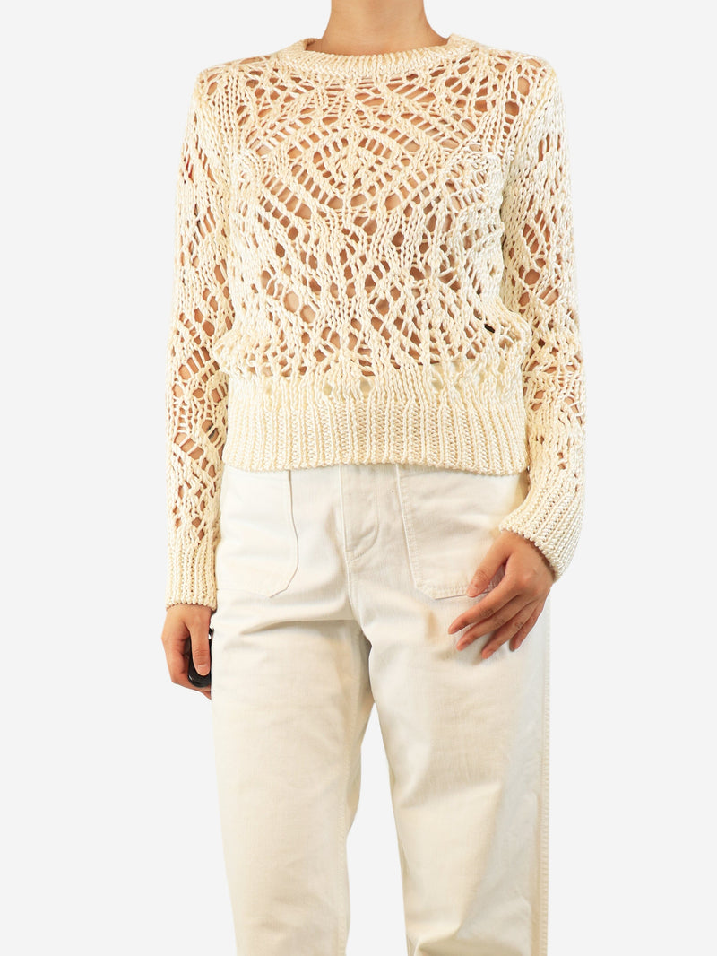 Cream silk crochet-knit jumper - size S Knitwear Tom Ford 