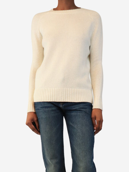 Cream cashmere crewneck jumper - size XXS product image