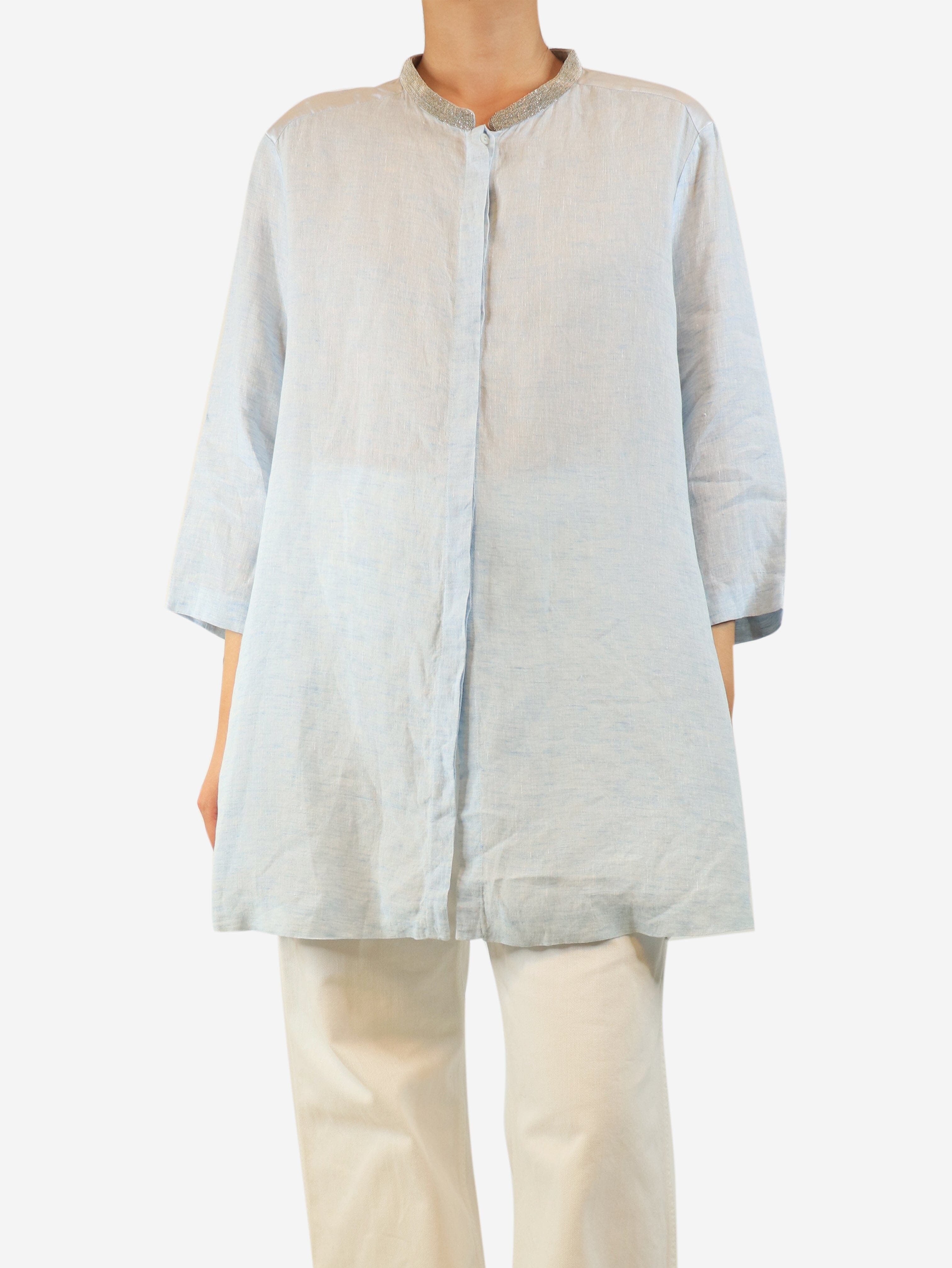 Light blue beaded collar shirt - size UK 18 Tops Fabiana Filippi 