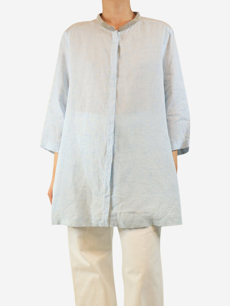 Light blue beaded collar shirt - size UK 18 product image