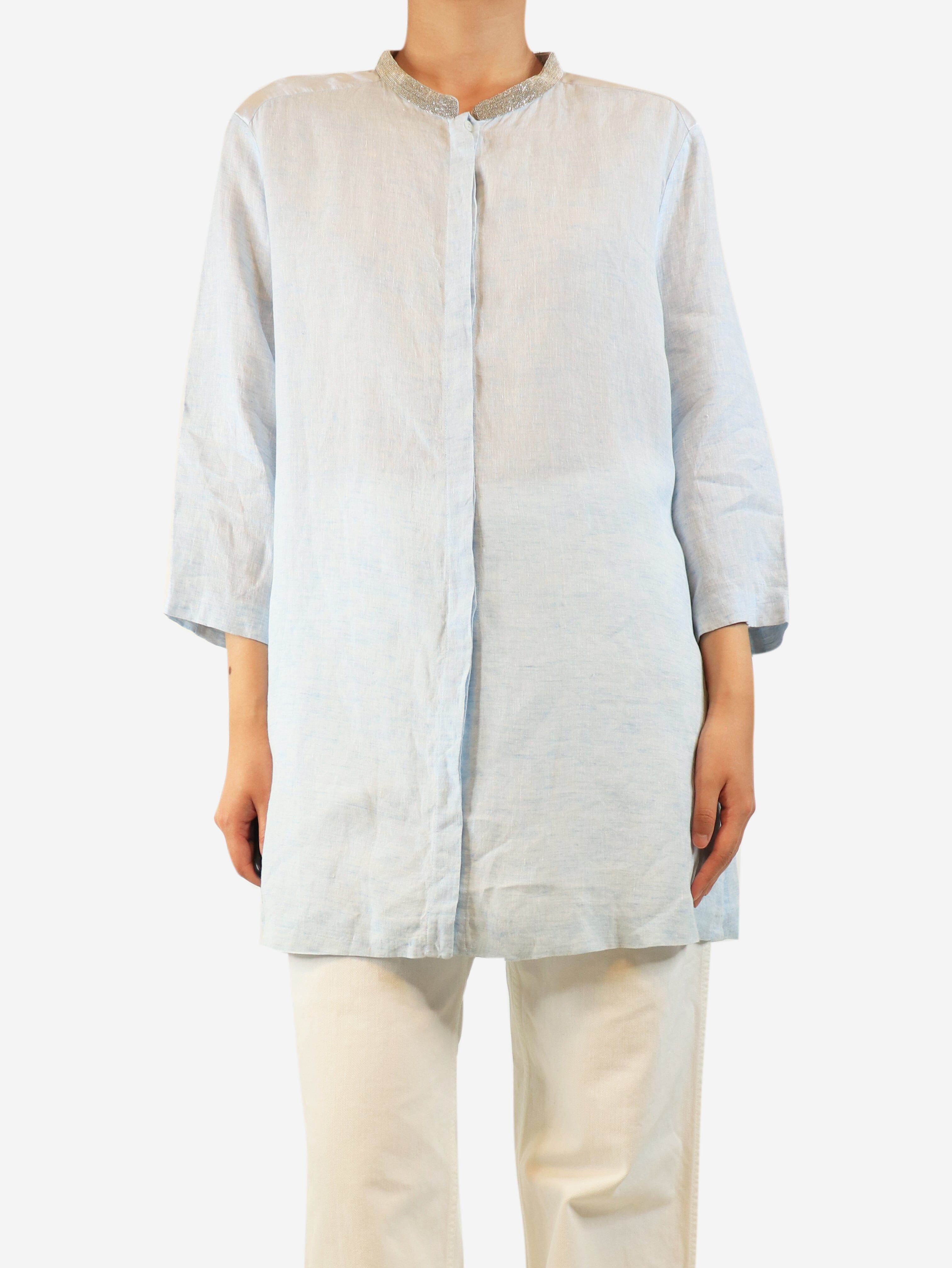 Light blue beaded collar shirt - size UK 18 Tops Fabiana Filippi 