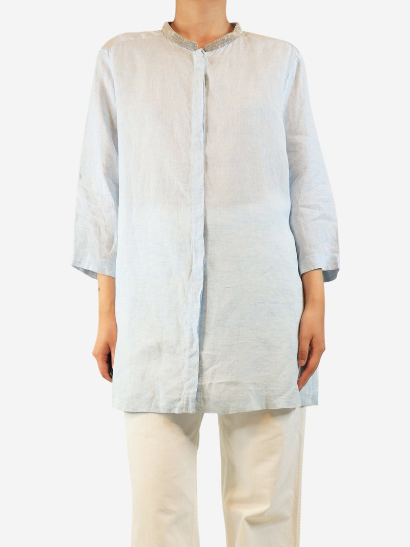 Light blue beaded collar shirt - size UK 18 Tops Fabiana Filippi 