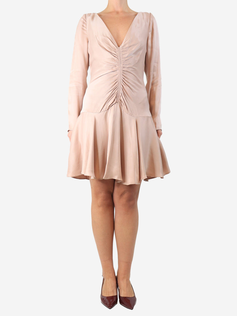 Blush satin ruched mini dress - size UK 12 Dresses Zimmermann 
