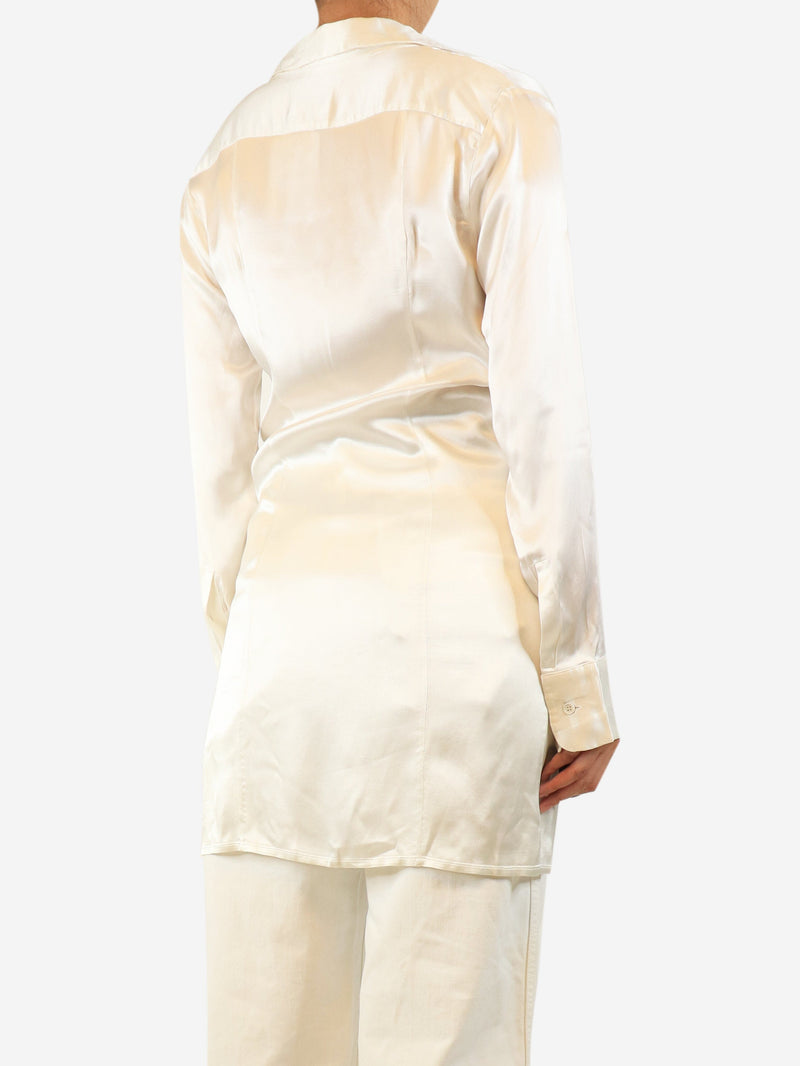 Cream satin ruched front blouse - size UK 10 Tops Bottega Veneta 