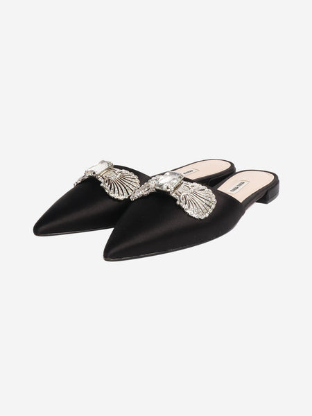 Black satin embellished flats - size EU 38 alternate image