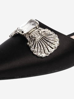Black satin embellished flats - size EU 38 Flat Shoes Miu Miu 