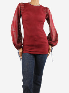 Roksanda Burgundy ribbed knit top - size XS