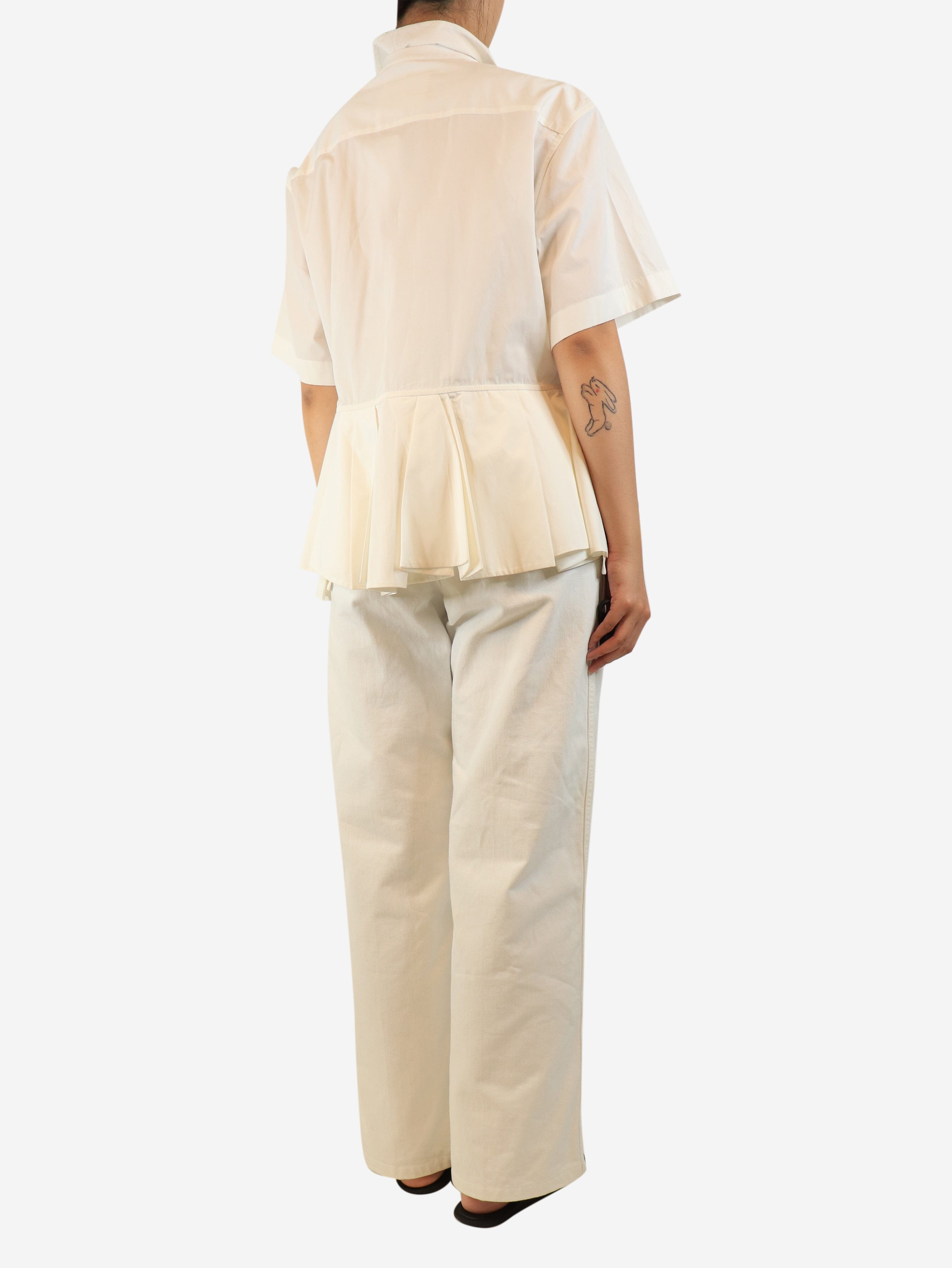 White short-sleeved pleated top - size UK 12 Tops Jil Sander 