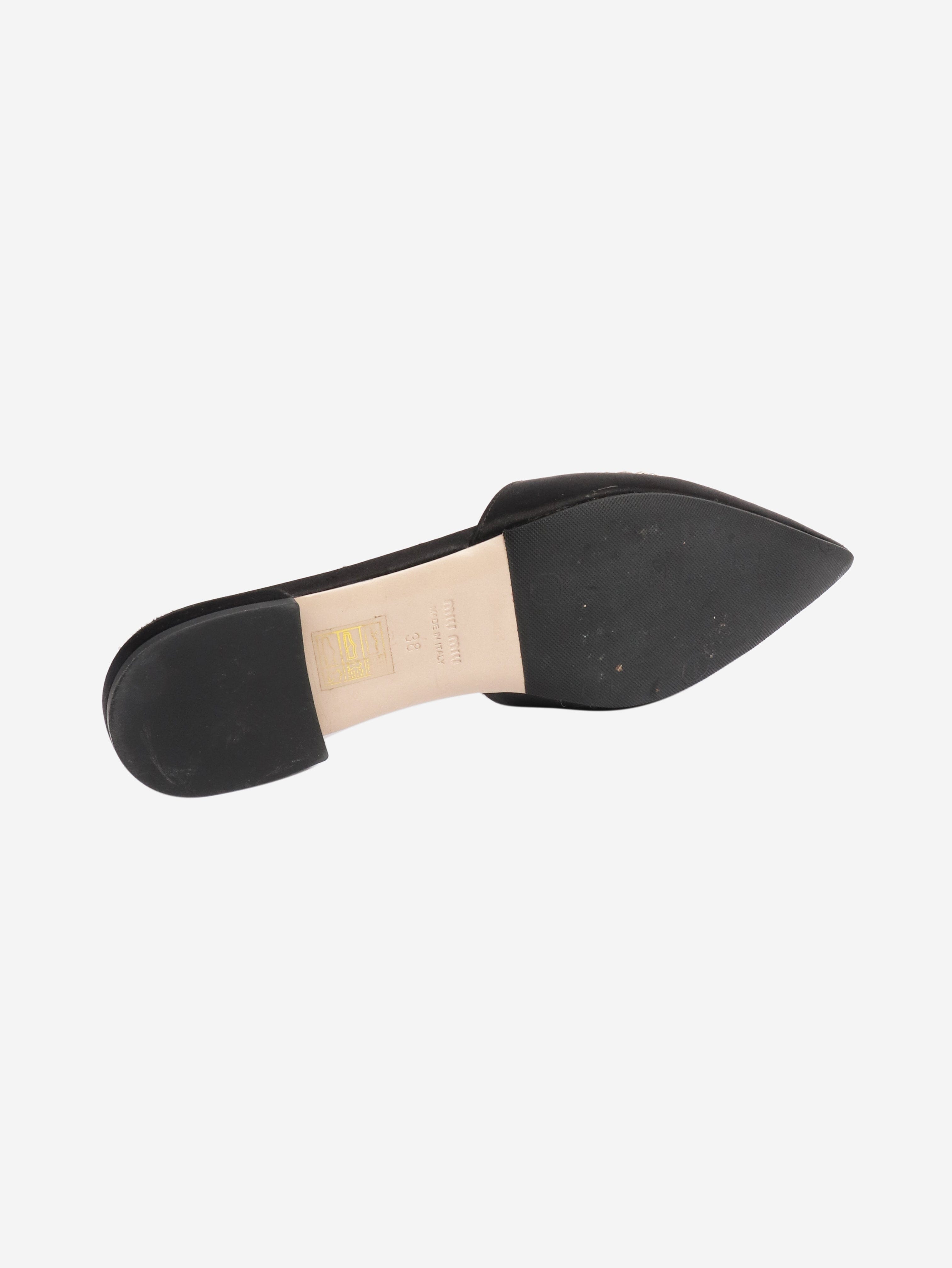 Black satin embellished flats - size EU 38 Flat Shoes Miu Miu 