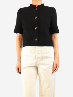 Black short sleeve button down knit jacket - size UK 10 Knitwear Dior 