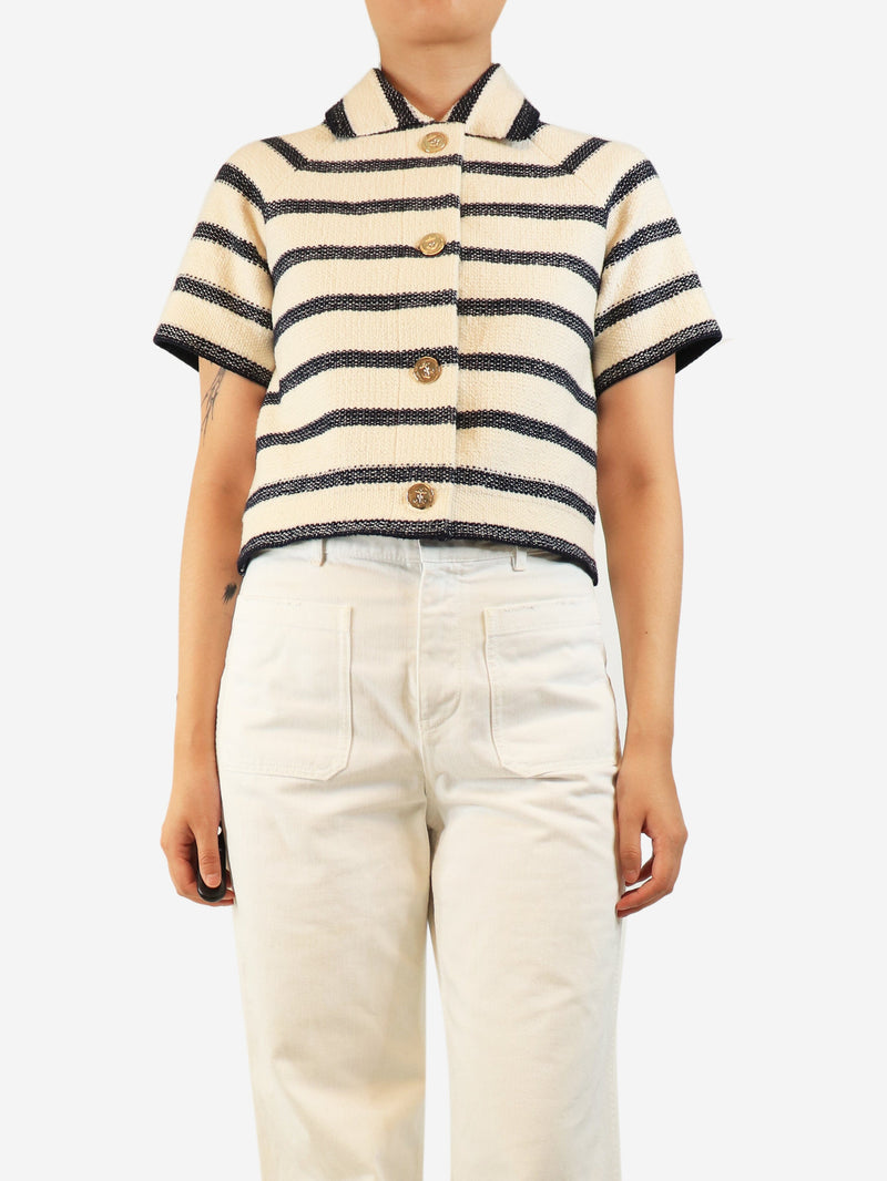 Cream and navy striped short sleeve jacket - size UK 10 Coats & Jackets Dior 