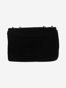 Chanel Black vintage 1991 jumbo velour Mademoiselle shoulder bag