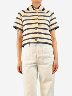 Cream and navy striped short sleeve jacket - size UK 10 Coats & Jackets Dior 