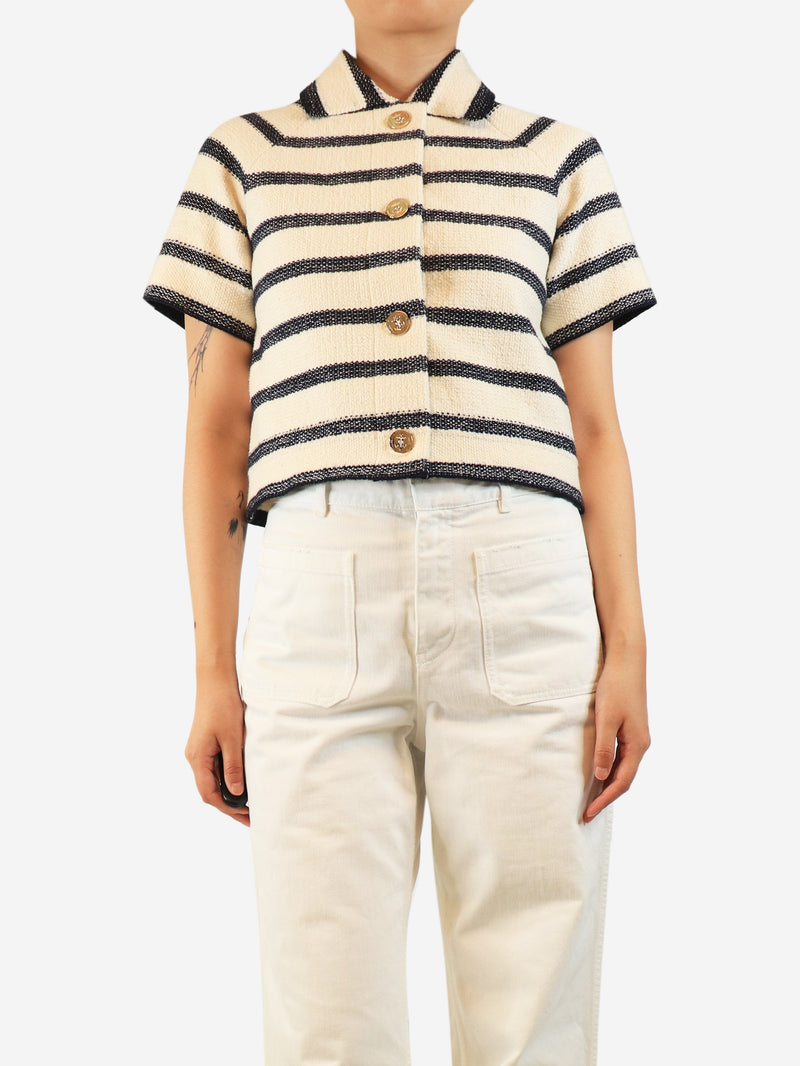 Cream and navy striped short sleeve jacket - size UK 10 Coats & Jackets Dior 