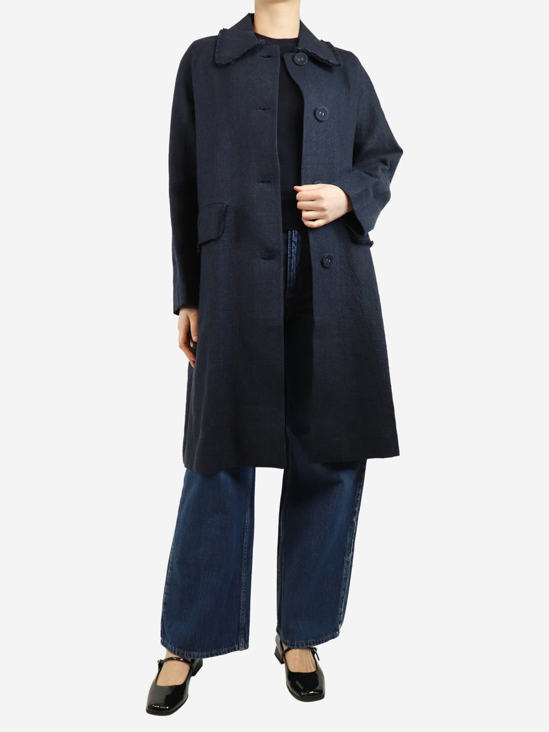 Navy blue frayed linen coat - size UK 8 Coats & Jackets Officine Generale 
